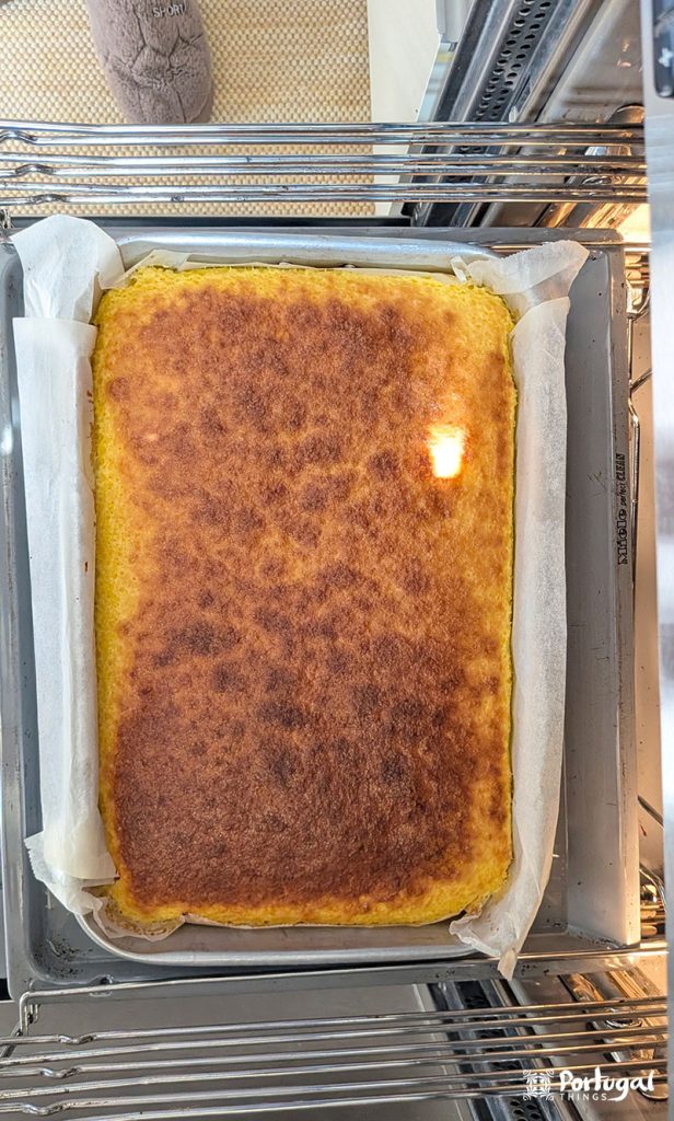 Cooked lemon cake, ready to roll