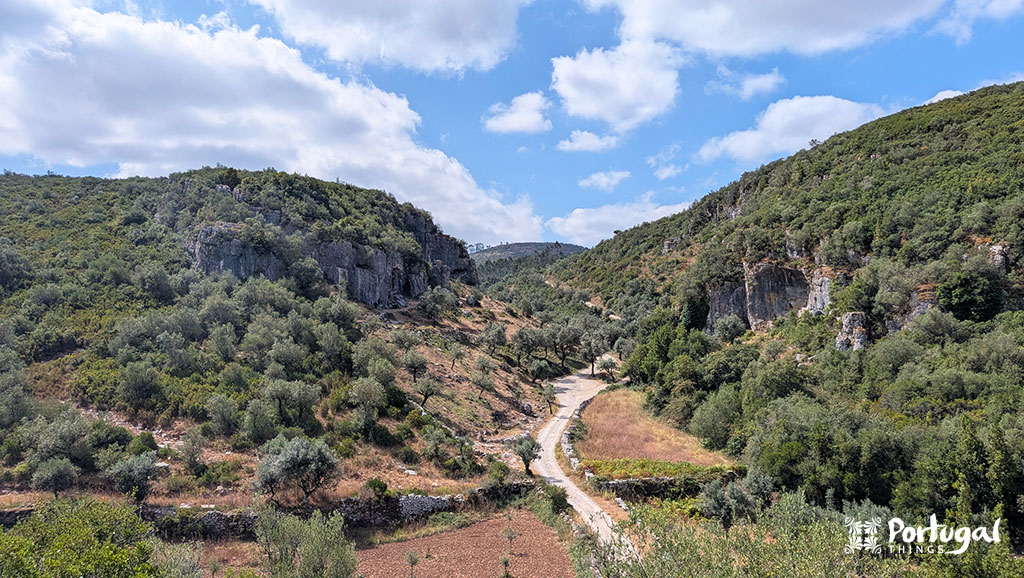 Buracas do Casmilo: Como Fazer o Trilho e Visitar as Grutas 2 um trilho segue por entre duas montanhas cobertas por arvores